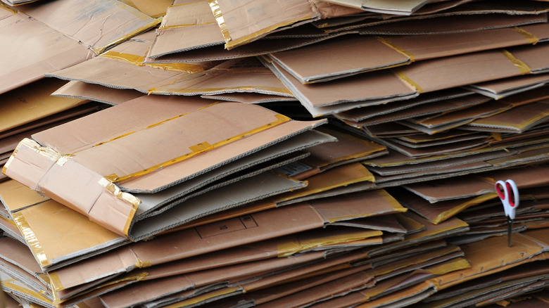 stack of broken down cardboard boxes