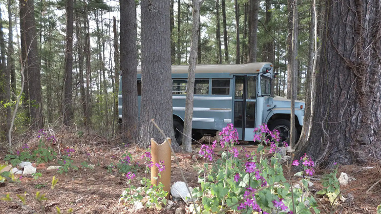 bus in the woods