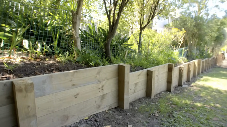 A retaining wall built with store-bought lumber