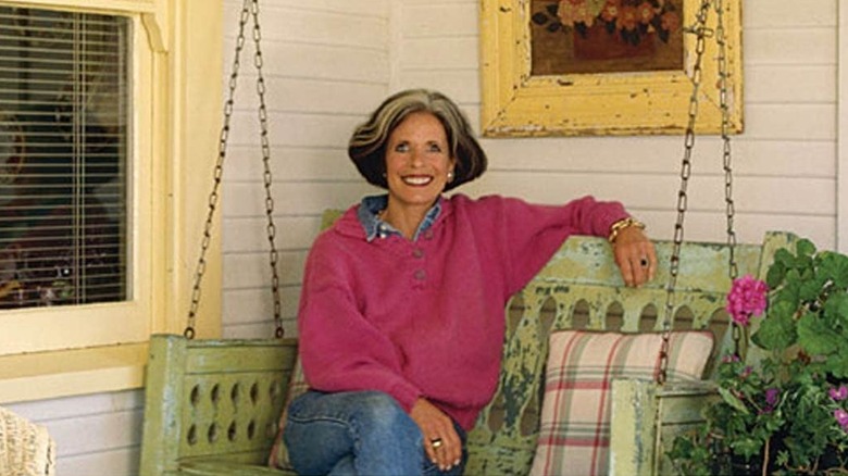 Kitty Bartholomew in a red sweater