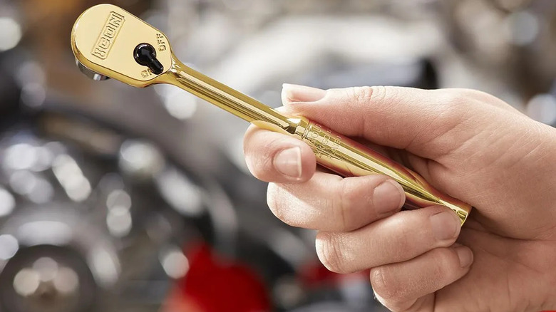 Harbor Freight's Icon ¼-inch drive professional special edition gold plated ratchet