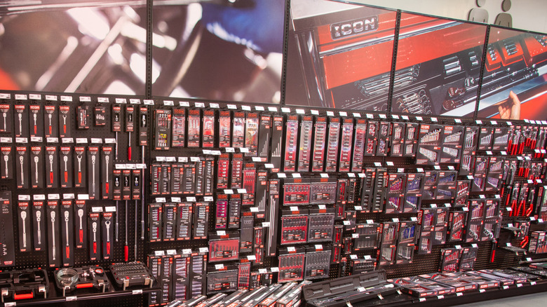 A display of Icon tools at Harbor Freight