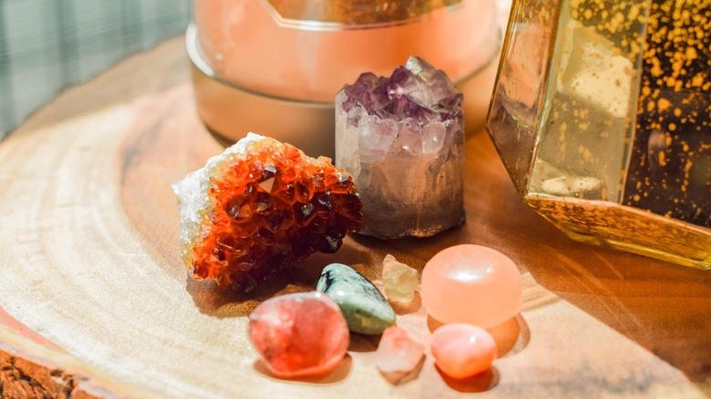 Variety of healing crystals