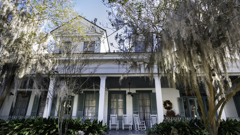 Historic home with large trees