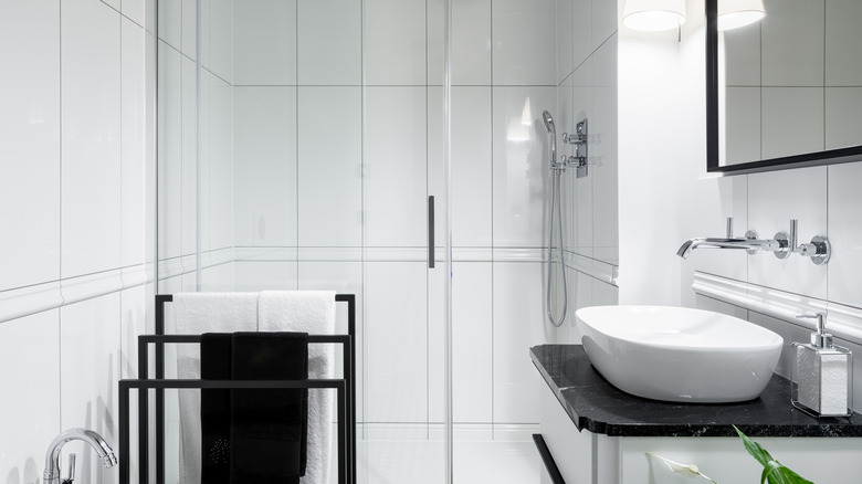 black and white bathroom