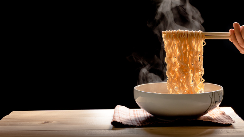 Bowl of hot ramen soup