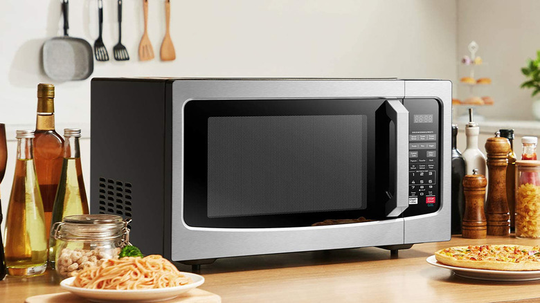 microwave oven in kitchen
