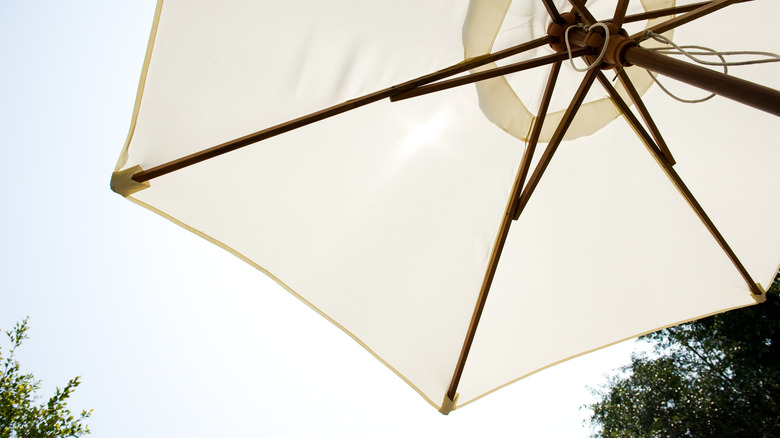 white patio umbrella