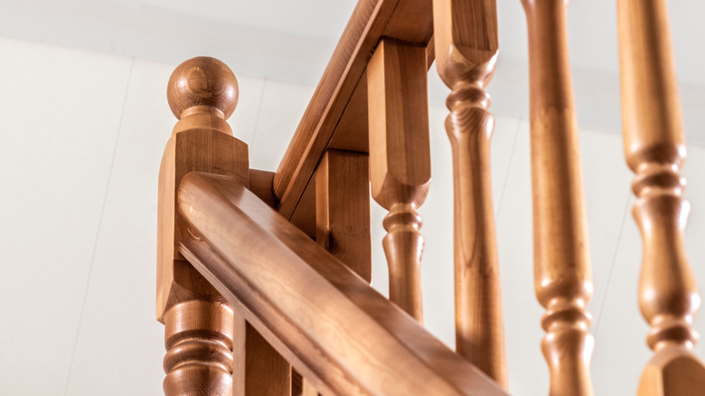 Wooden stair banister