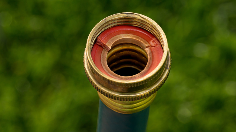 Garden hose with broken rubber washer