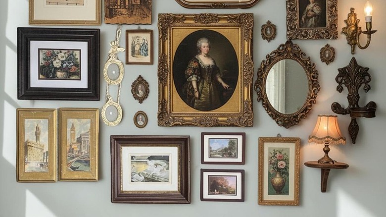 Vintage collected gallery wall