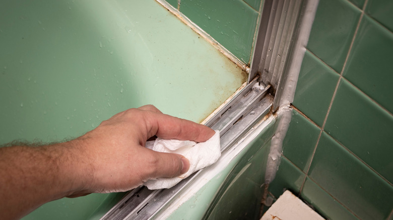 Dirty shower door tracks