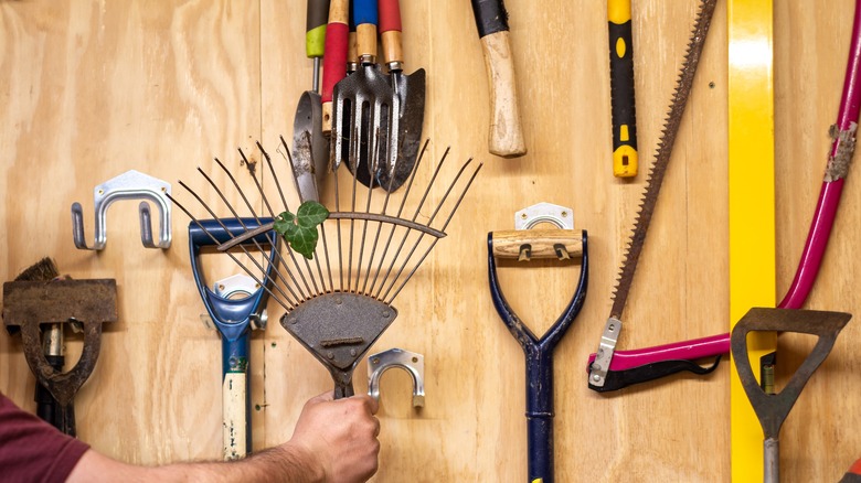 Tools hanging in garage