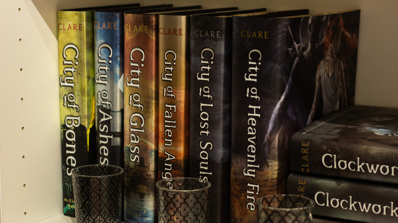Shelf used to display the Mortal Instruments book series.