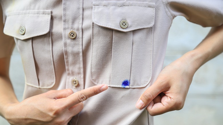 Shirt with an ink stain