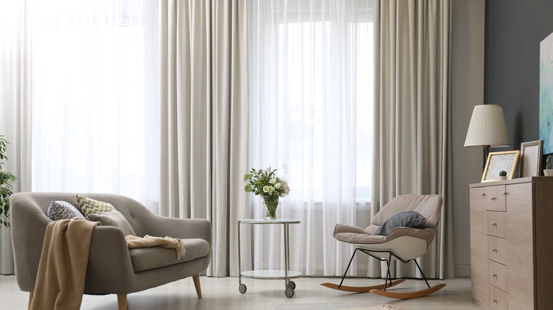 beige living room curtains