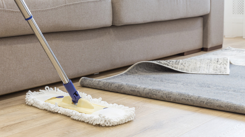 mopping hardwood flooring