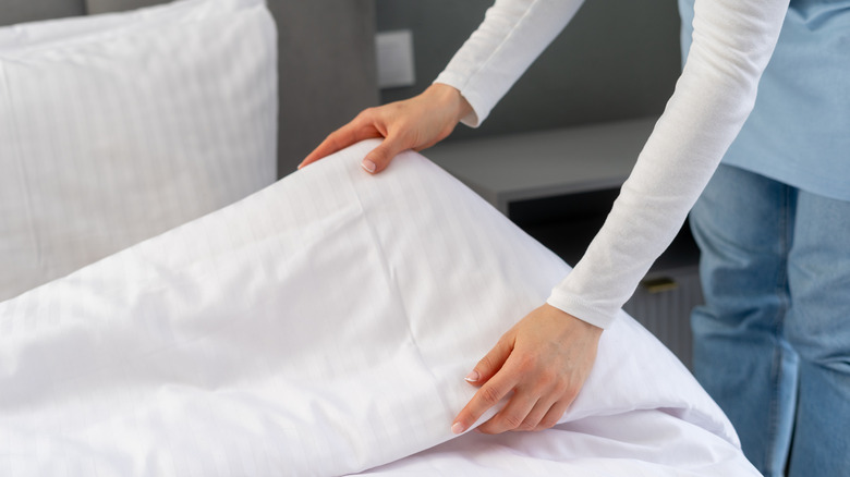 making a bed