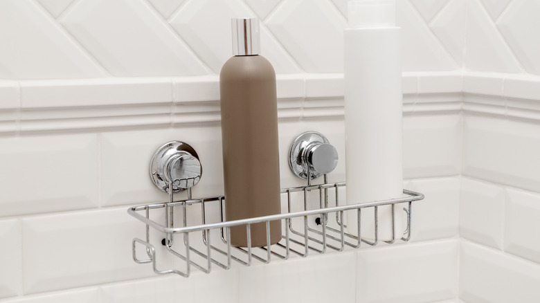 shower caddy with bottles