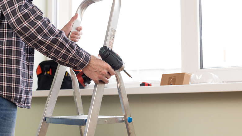Open ladder in a garage