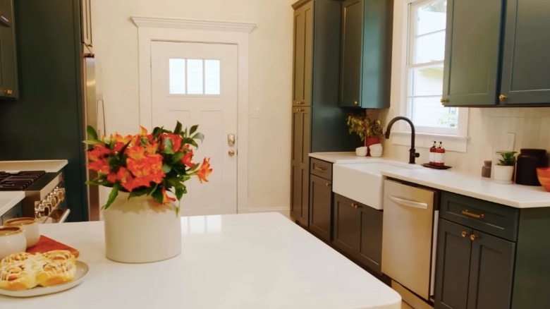 Kitchen with white countertops