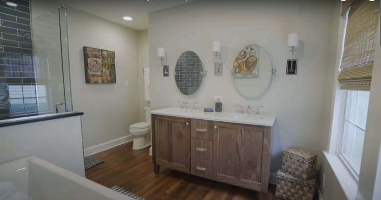 new bathroom with wood