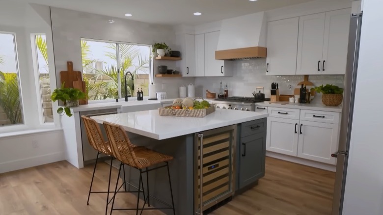 kitchen with square island