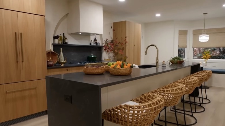 Kitchen with waterfall island