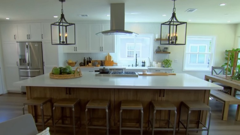 Kitchen island with stove