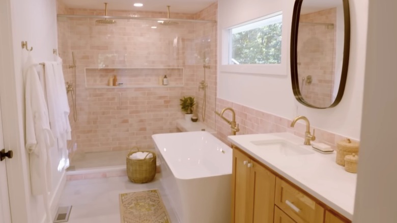 Pink-themed bathroom