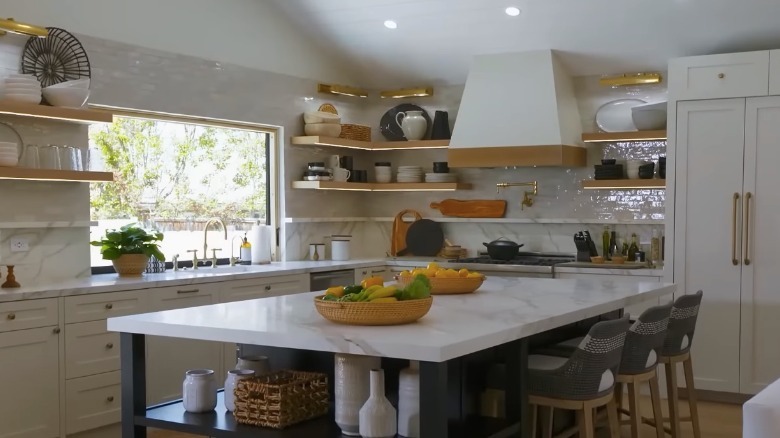 kitchen with open shelving