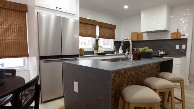 Kitchen with waterfall island
