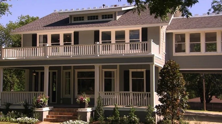 Gray house with large front porch